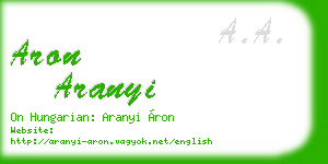 aron aranyi business card